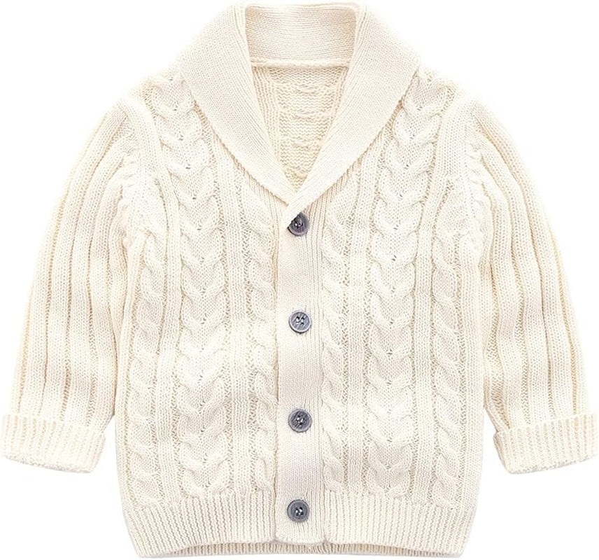 Infant Baby Boys Cardigan Crochet Sweater Toddler Cable Knit Thick Pullover Sweatshirt Button up Jacket Outwear